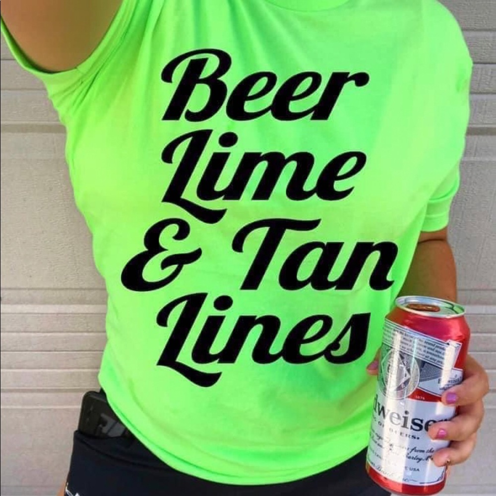 Beer Lime and Tan LinesTee